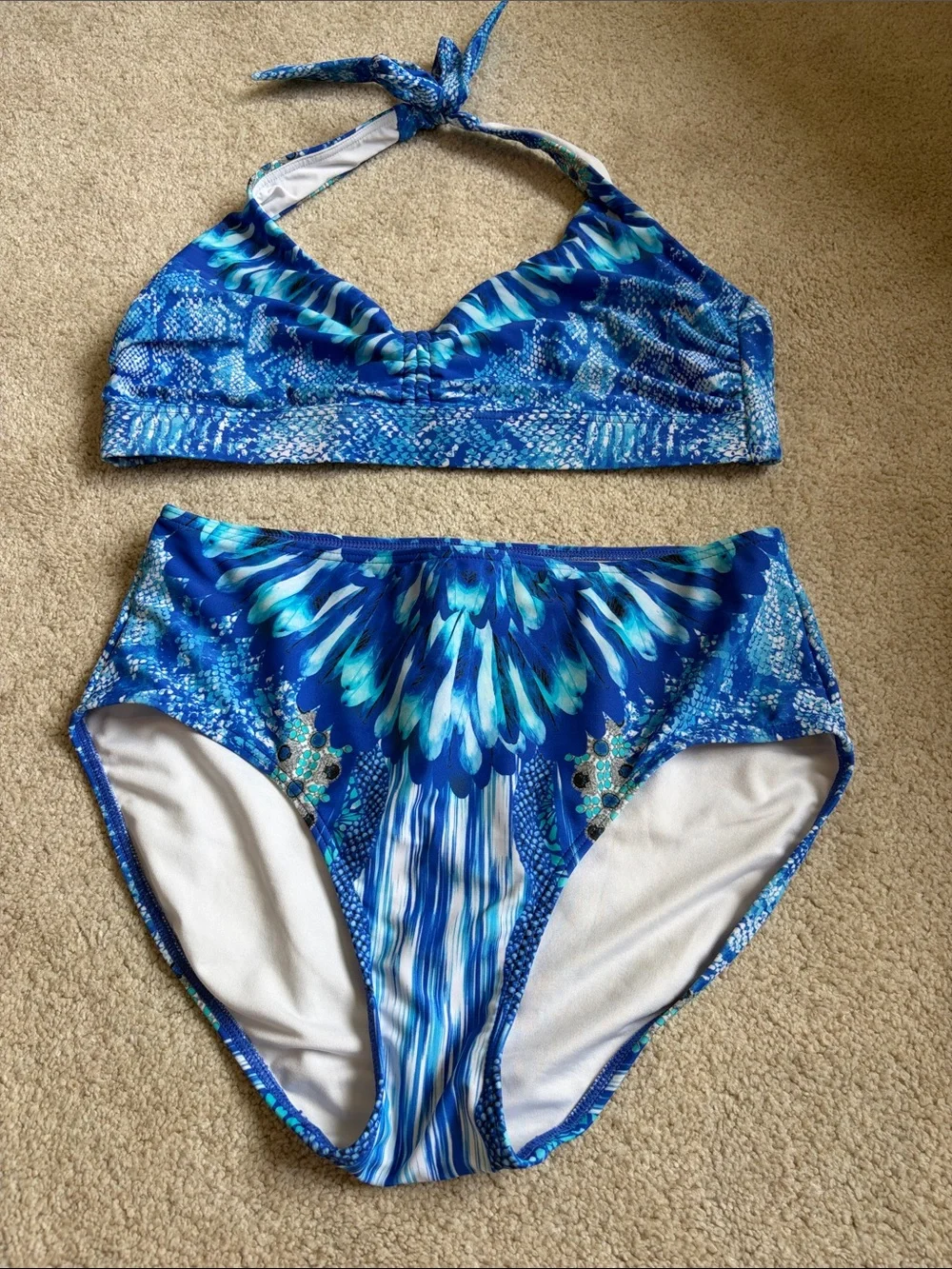 Women’s Blue Patterned Two-Piece Venus Swim Set